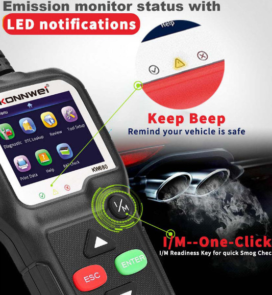 KW680 OBD2 Automotive Fault Diagnosis Instrument Scanner Code Reader Decoder