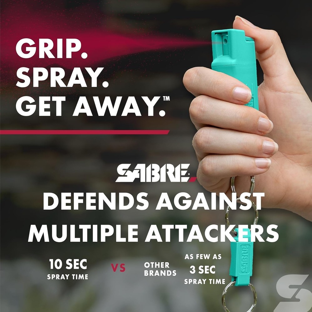 Sabre Pepper Spray with Quick Release Key Ring - Mint - UV Dye