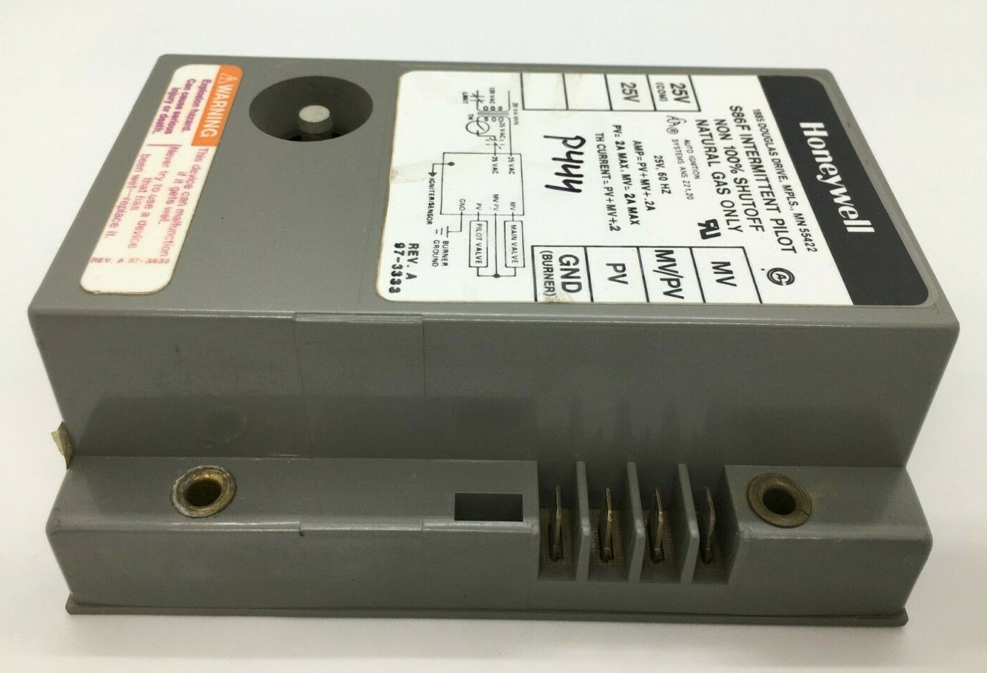 Honeywell S86F1042 Intermittent Pilot S86F Non 100% Shutoff Nat. Gas used #P444