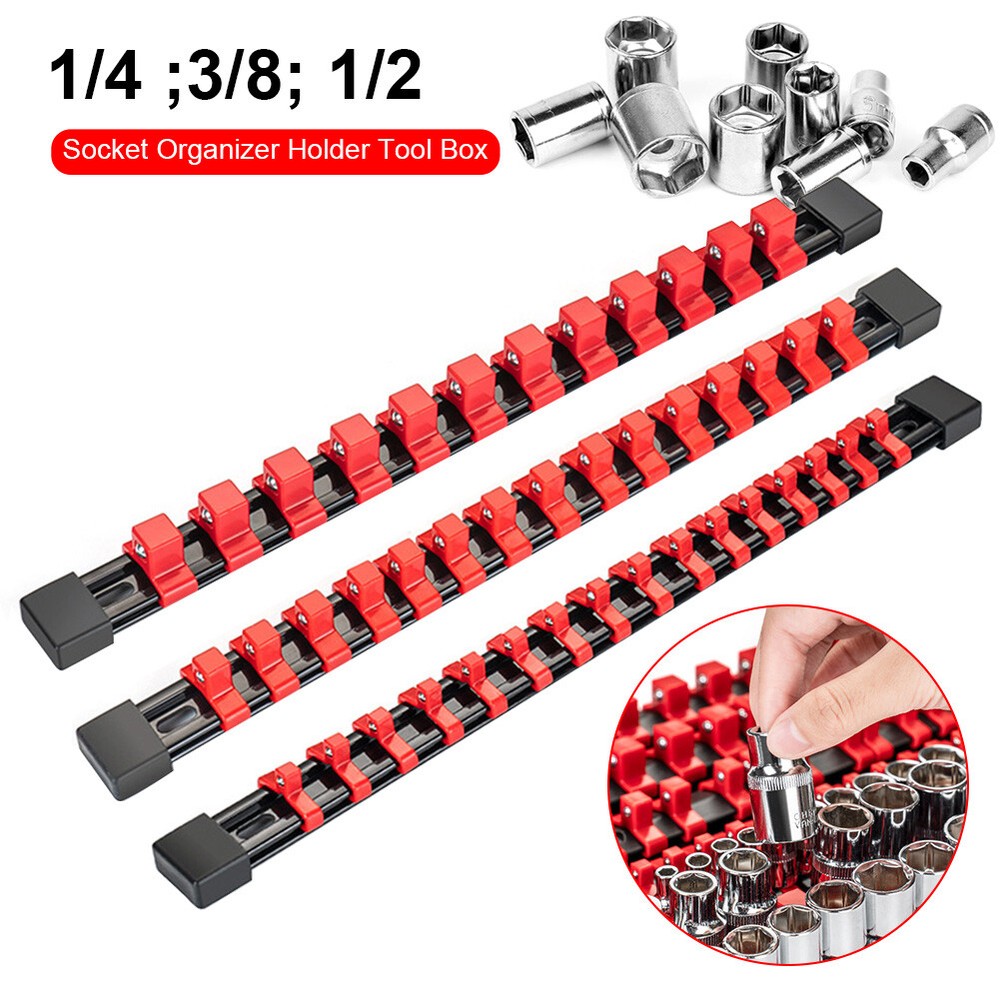 3Pcs Magnetic Socket Organizer Set Metric Socket Holder Tool Box Hold 43 Sockets