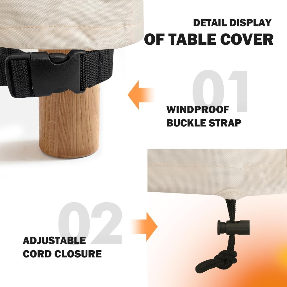 TOHONFOO Rectangular Patio Table Cover Waterproof AntiUV Outdoor Dining Tabl...