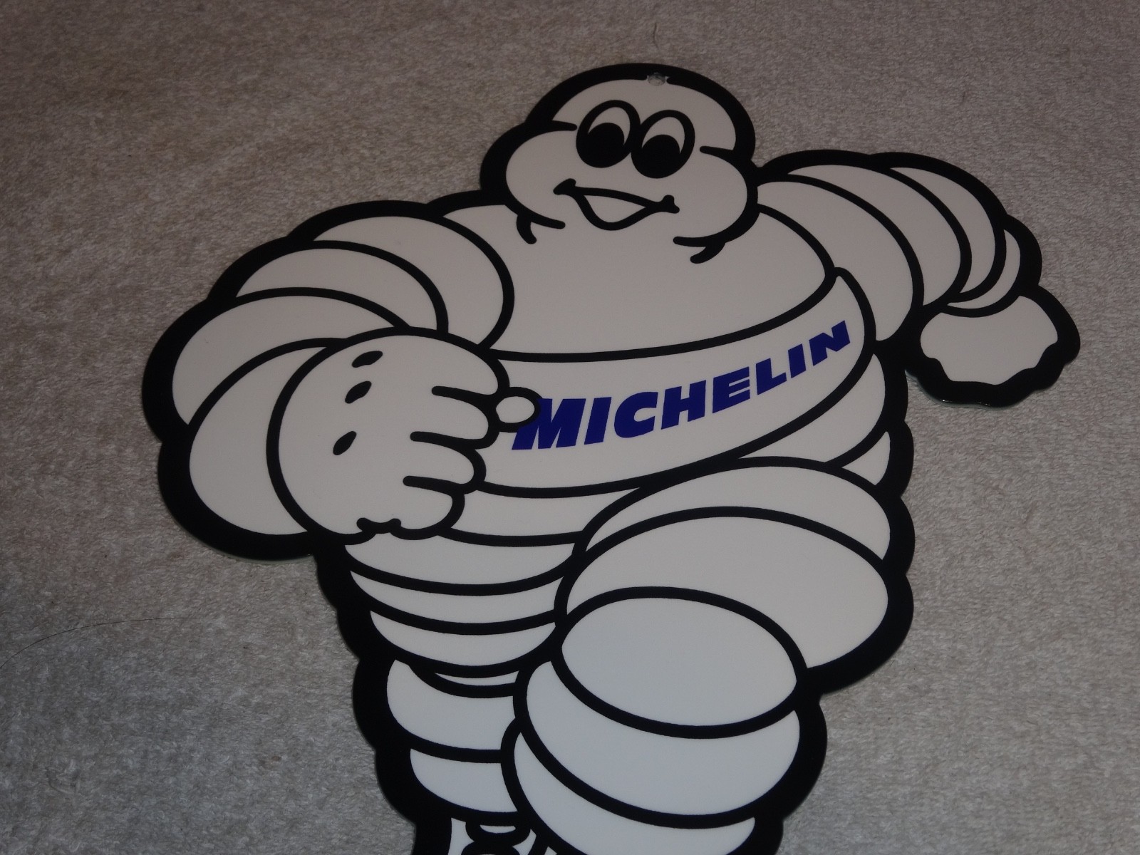 VINTAGE MICHELIN MAN TIRES BIBENDUM TIRE 12" PORCELAIN METAL GASOLINE OIL SIGN!