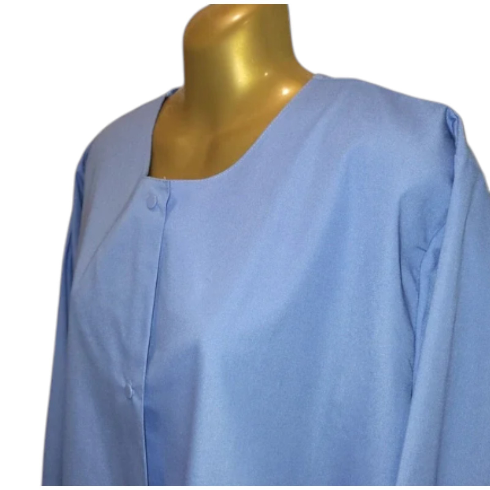 NEW Landau X-Large Blue Cotton Medical Scrub Jacket Snap Front Rib Cuffs Pockets