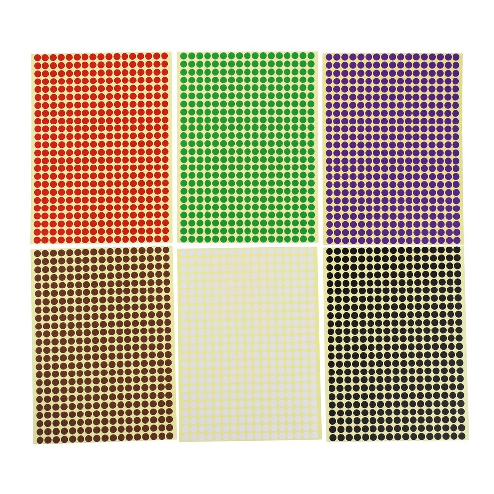 LJY 6mm Round Dot Stickers Color Coding Labels, 12 Different Assorted Colors,...