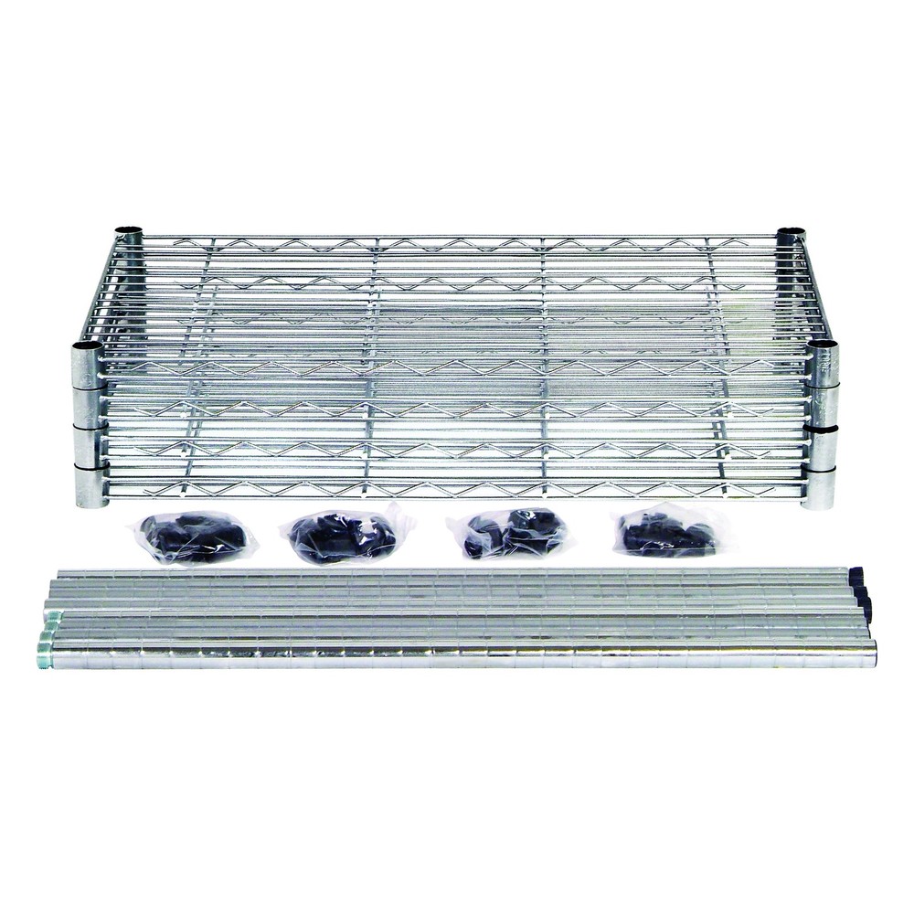 Quantum Storage, Chrome Consumer Grade 4-tier Wire Shelving Unit, Height 72 in,