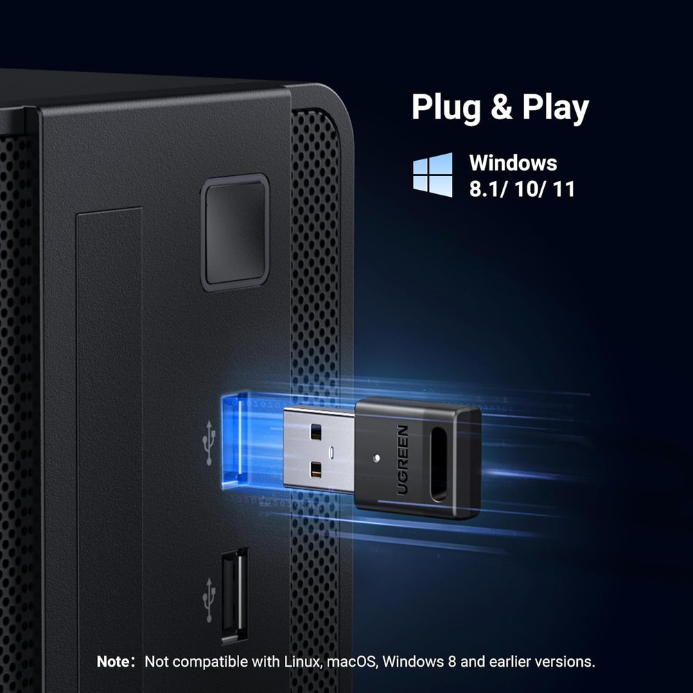 Bluetooth 5.3 USB Adapter for PC Windows 11 10 Plug and Play Bluetooth Receiver