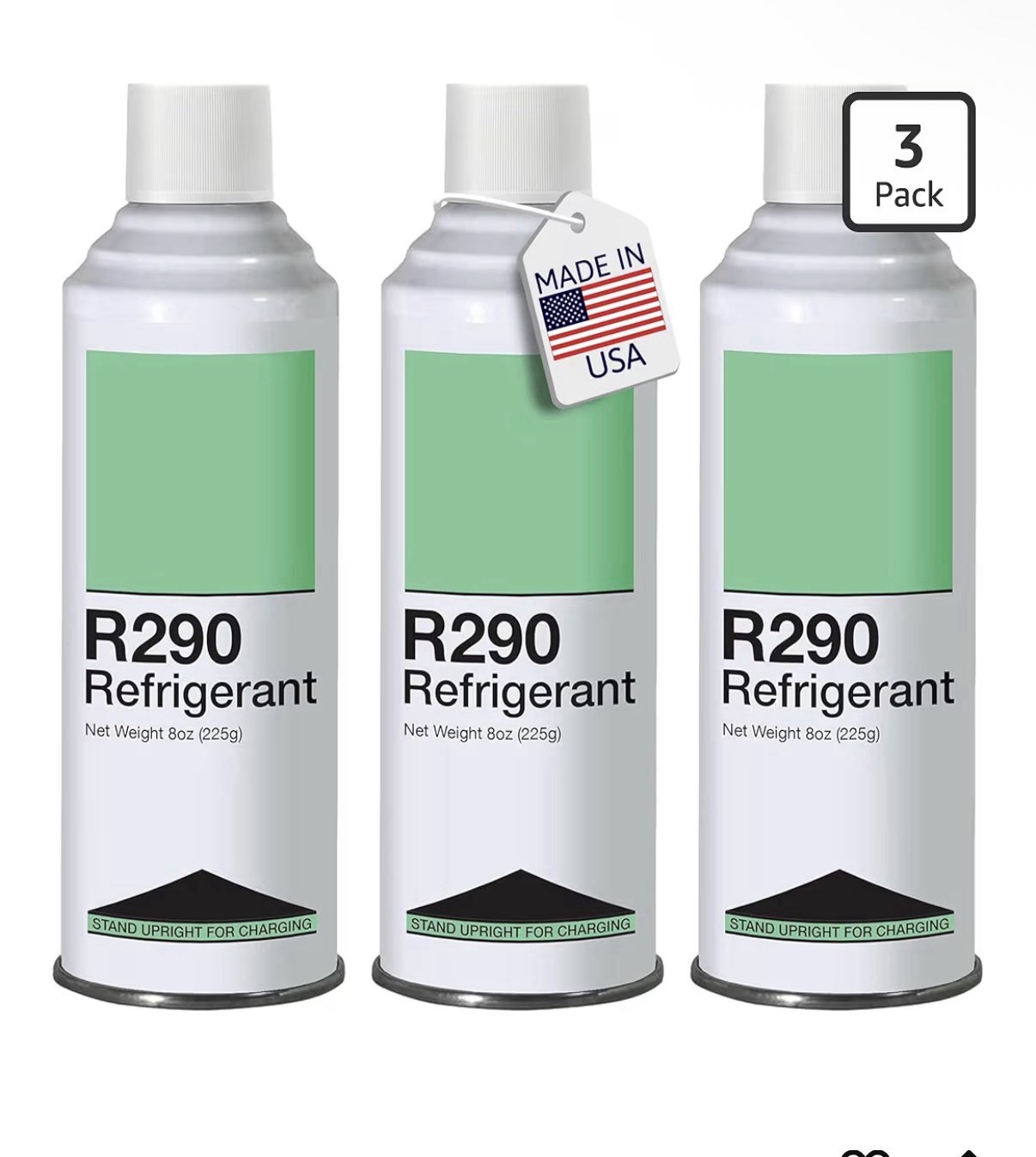 Leak Saver R290 Refrigerant 3-Pack - 8oz Upright Charging Self Sealing Can