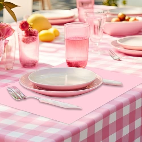 Pcs Paper Placemats, Disposable Rectangular Table Setting Mats for 60 Pink