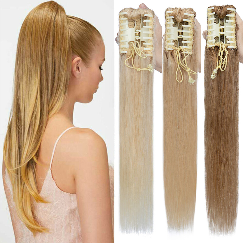Real 100% Claw Wrap Around Ponytail Clip In Pony Tail Remy Human Hair Extensions