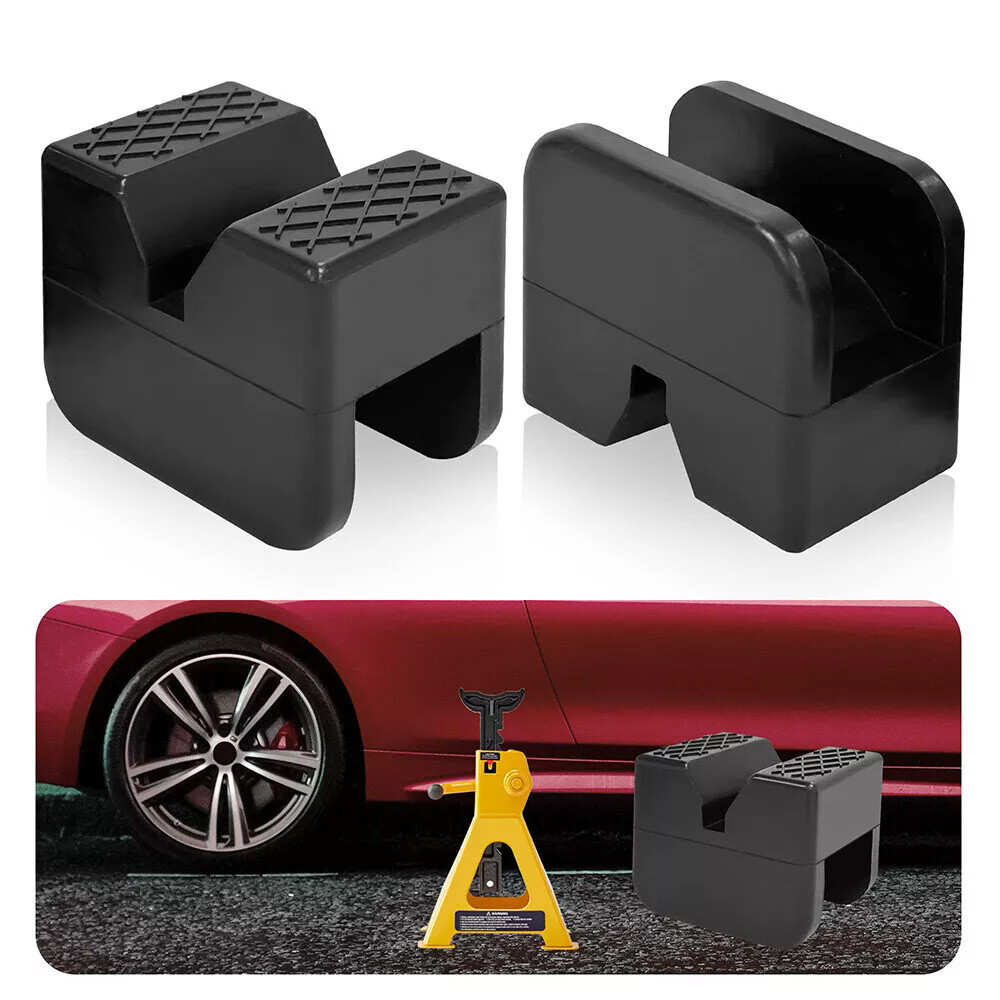 2pc Rubber Axle Jacking Pads Jack Stand Pad Adapter Frame Rail Protector Slotted