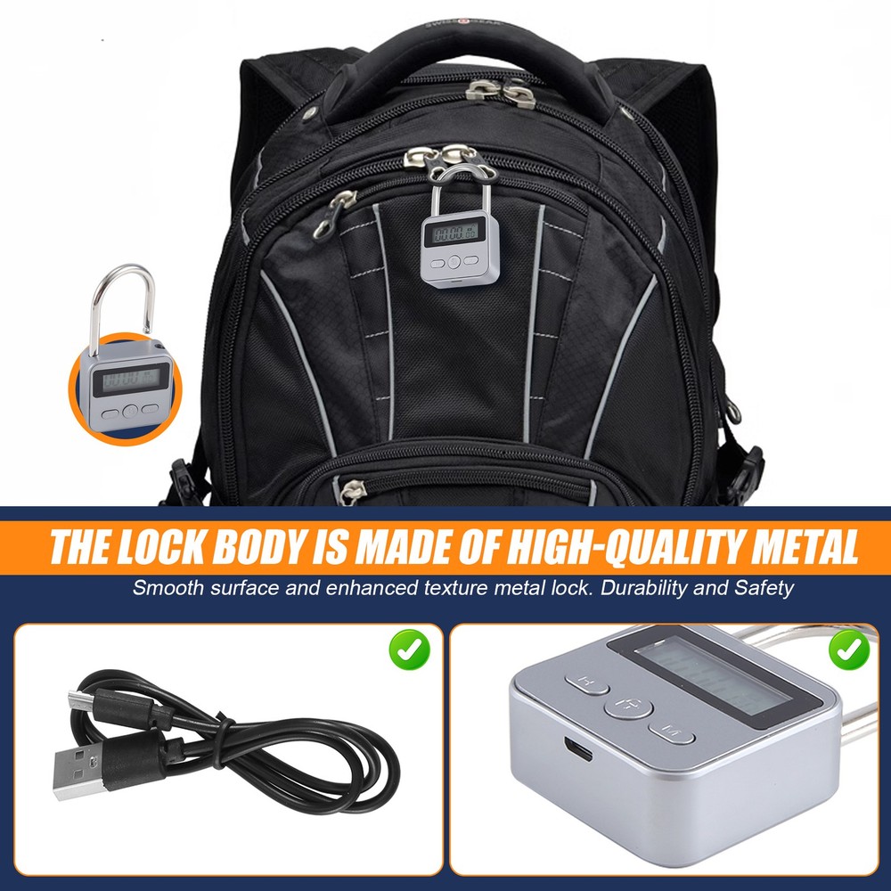 Metal Timer Lock LCD Display Multi-Function Electronic Time 99 Hours Max3874