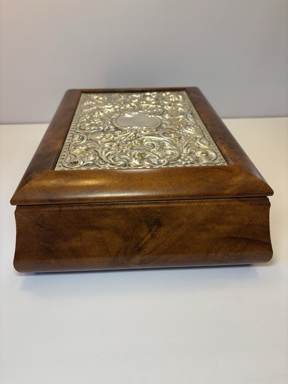 Sterling Silver & Wood Vintage Tea Storage Box Hand Made In Italy Art Collection