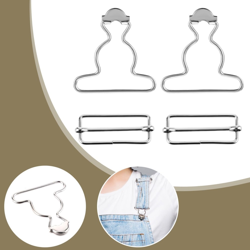 Telooco 2Pairs Overall Buckles Replacement Adjustable Jean 2 inch, Silver