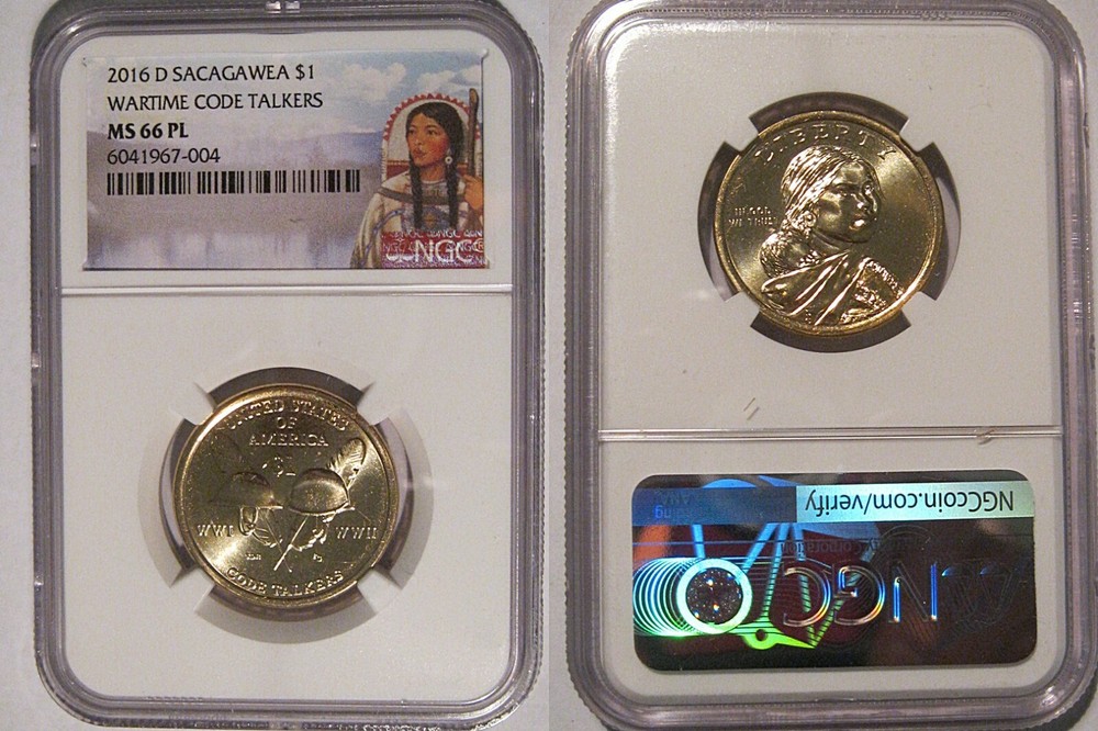 2016 D Native Sacagawea Dollar $1 NGC MS 66 PL PROOFLIKE Wartime Code Talkers