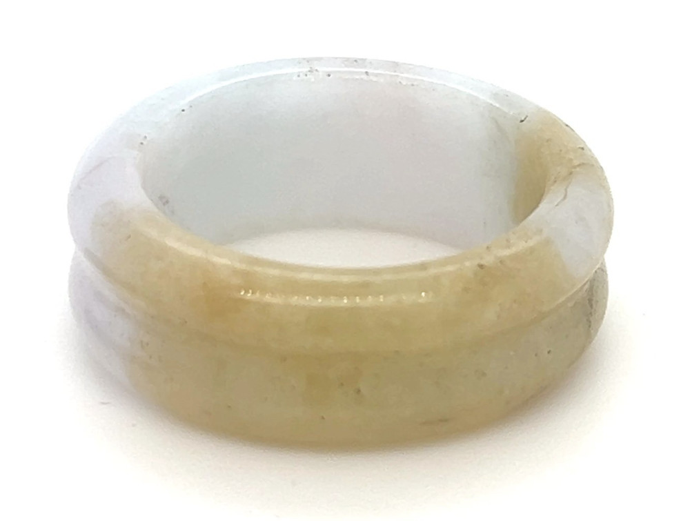 "Type A Burmese Jadeite Ring White with Yellow Size US9"