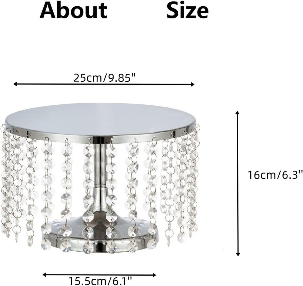 Elegant Silver Crystal Cake Stand 10"