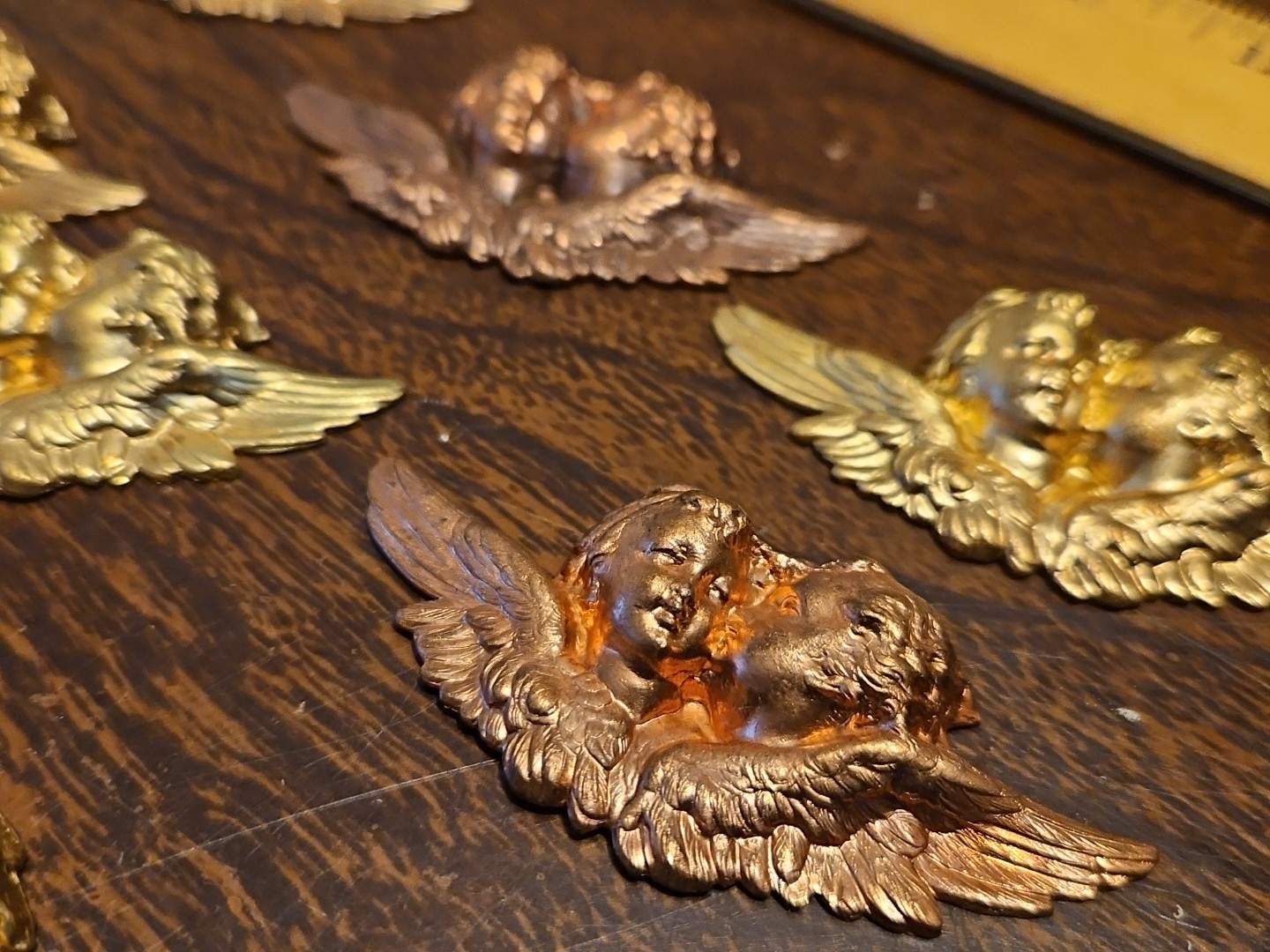 Lot Of 10 Cherub Head Busts France Vintage 60s Brass Stampings Findings Jewelry