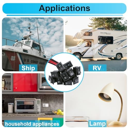 10Pcs Rocker Switch ON/Off 2Pin Latching Toggle SPST Switch Snap 10PCS Square