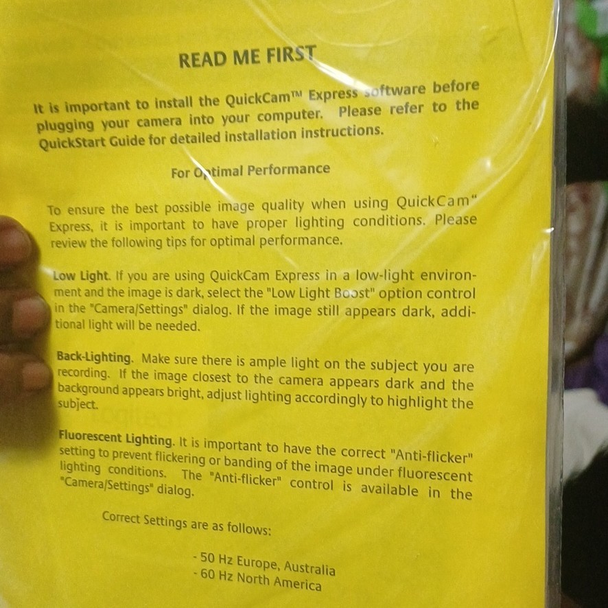 Logitech QuickCam Express USB Webcam White with Stand and Manual for Computer