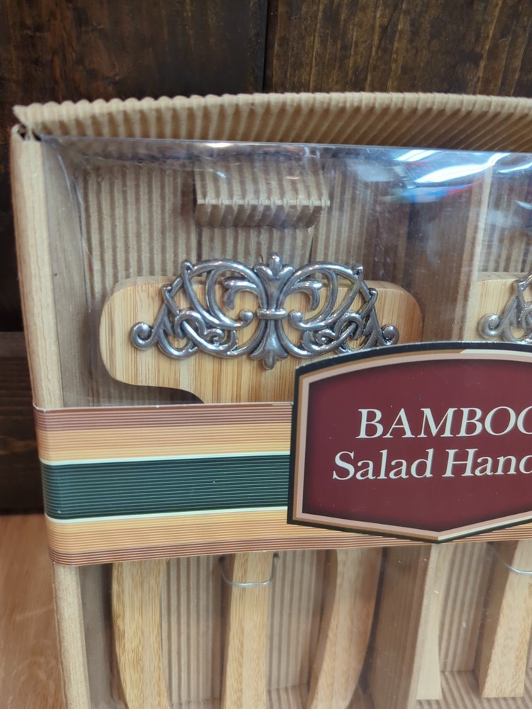 Thirstystone Bamboo Salad Hands Forks New Gift Set Scroll