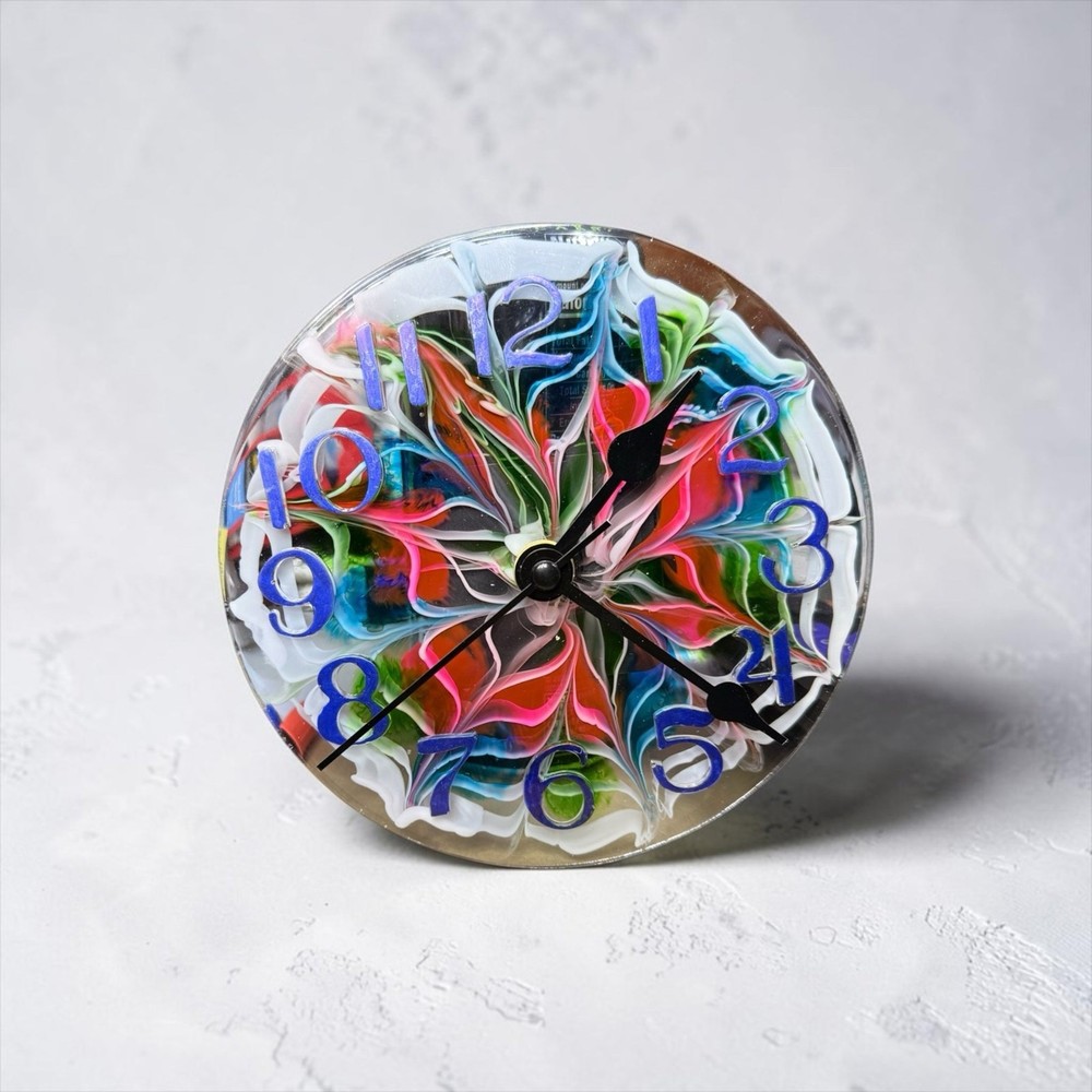 Colorful Handcrafted Resin Clock | Modern Number Desk Clock | Unique Functional