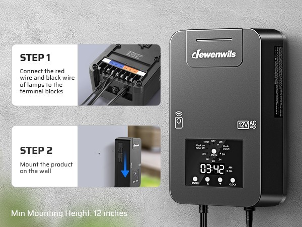 DEWENWILS 200W Outdoor Transformer, 12/14V, Photocell Sensor, Remote Control