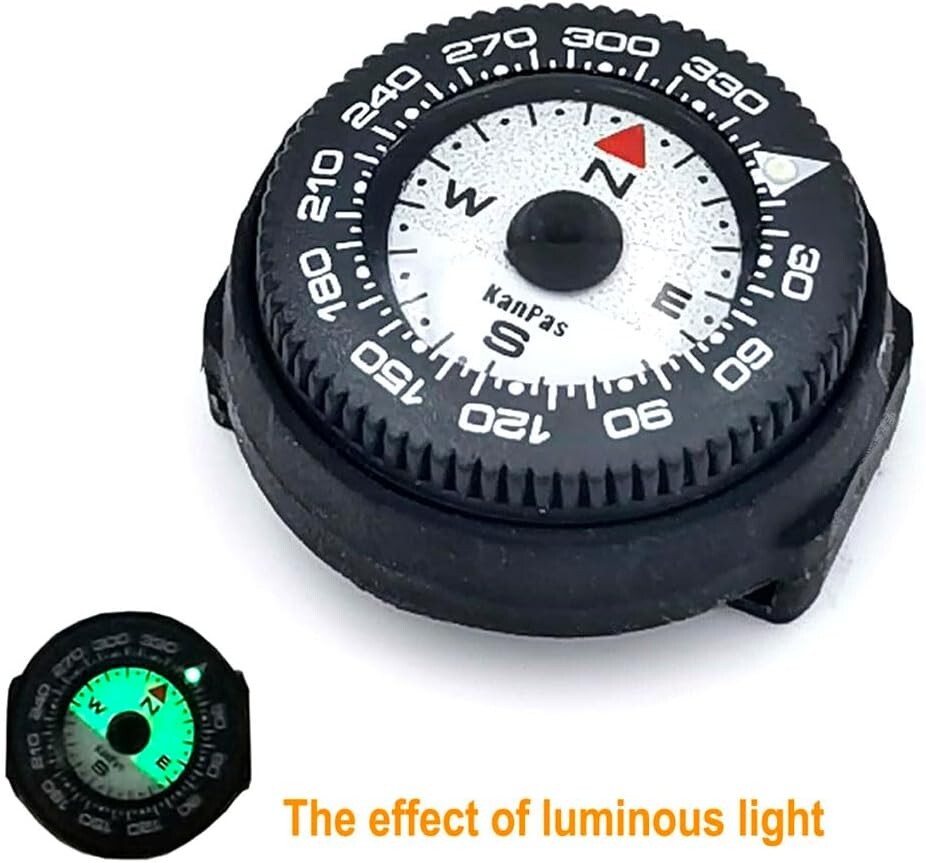 Mini Button Map Compass with Turnable Bezel for Watchband Every Day Carry NEW