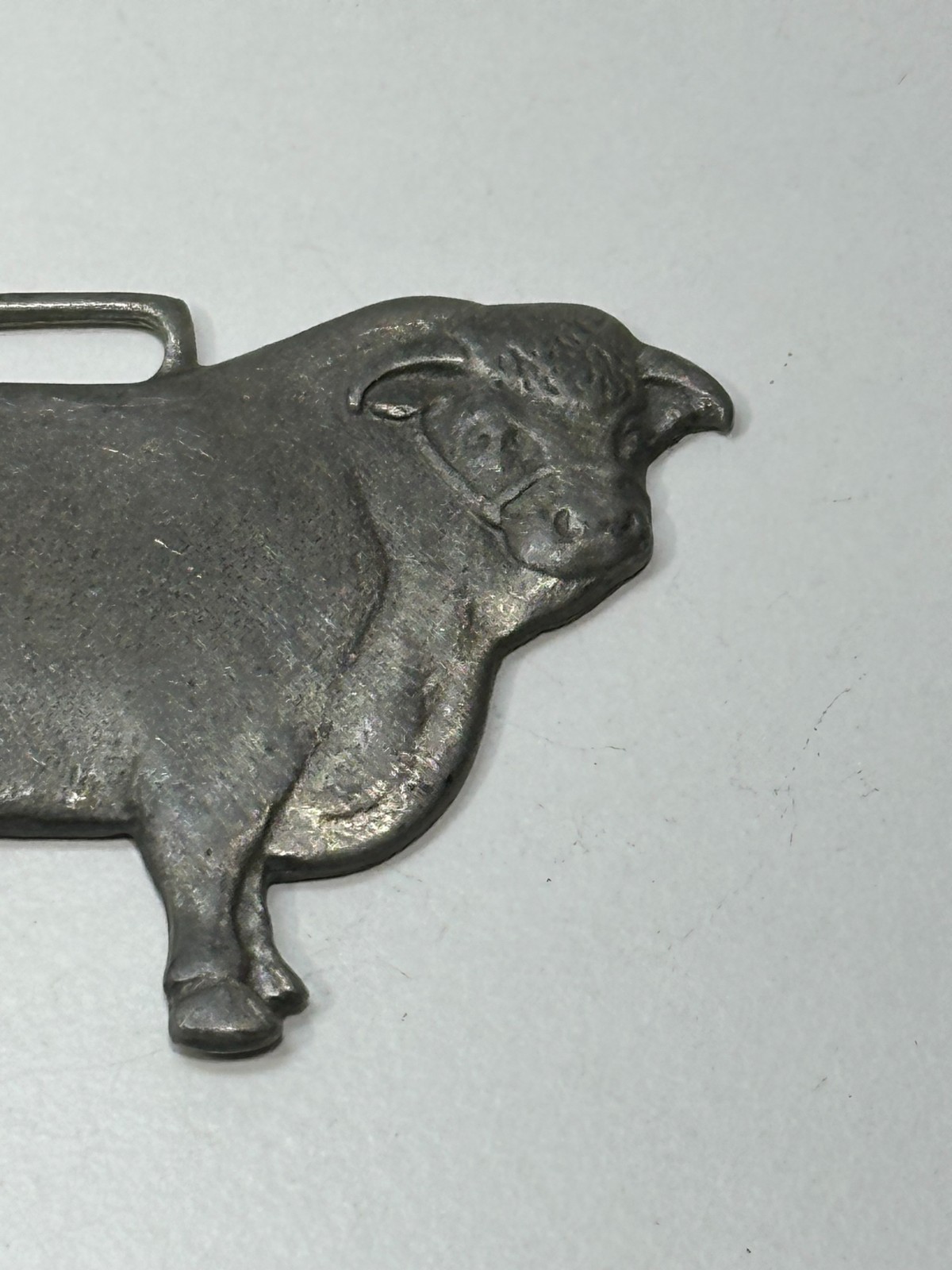 Antique Rare Hereford Bull Advertising watch fob Peck Bros livestock Ogden, UT