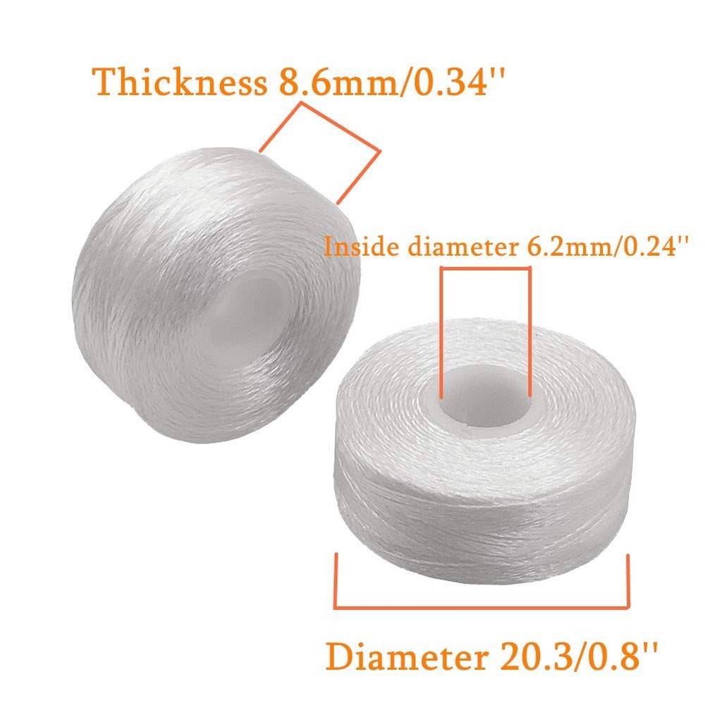 Prewound Bobbin Thread, Sideless, 144pcs Type L Size (SA155) (72White + 72Bla...