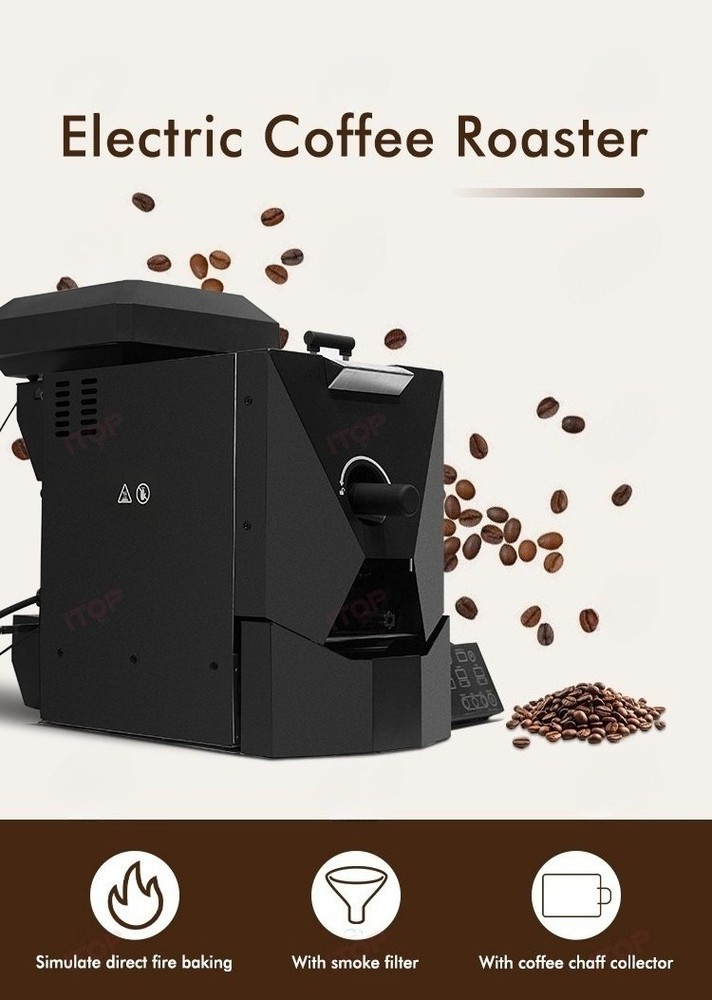 Electric ITOP Coffee Bean Roaster Drum Roaster 3 Operating Modes Espresso Tool