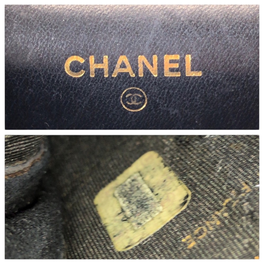 CHANEL COCO Mark Small item case, cigarette case, Black Gold Hardware enamel CC