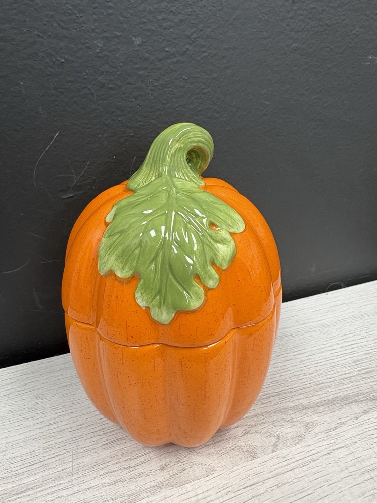 Ceramic Pumpkin Empty Jar From A Candle