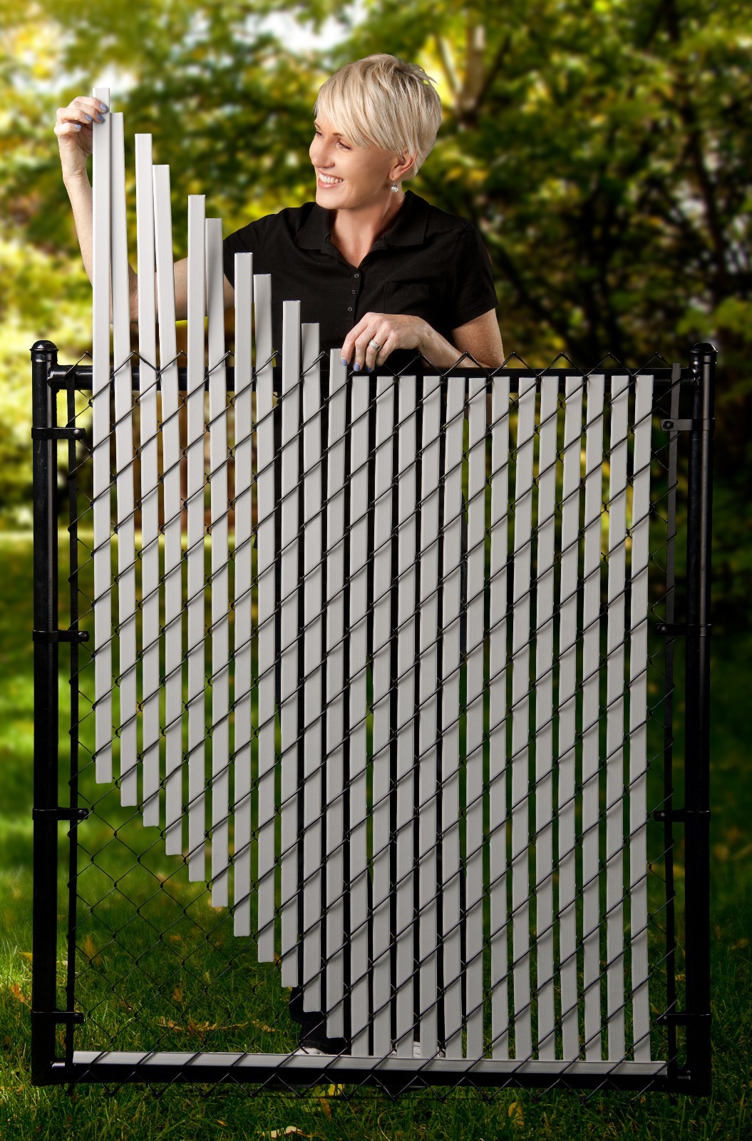 Chain Link Gray Double Wall Tube™ Privacy Slat For 6ft High Fence Bottom Lock