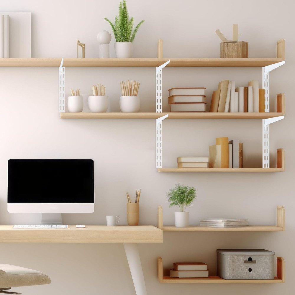 12 Pcs 12 Single Track System Shelf Brackets Shelving Brackets Adjustable ...