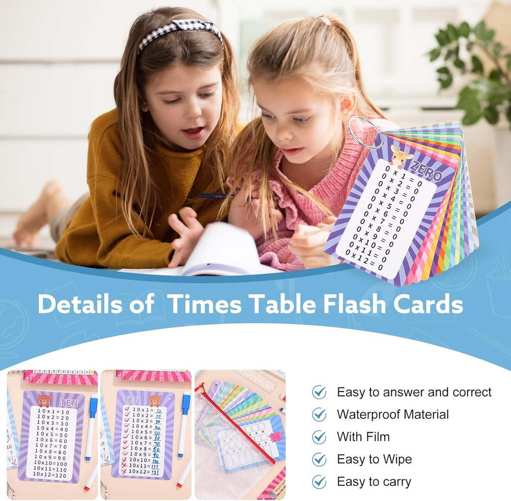 31Pcs Multiplication Flash Cards Times Table Flash Cards,Math Problems-Easy-Hard
