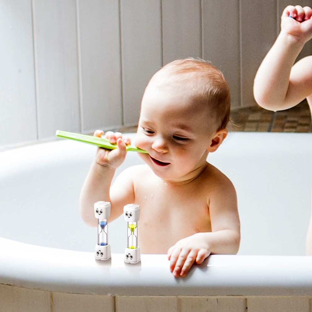 Weewooday 4 Pieces Toothbrush Timer 2 Minute Sand Timer Smile Pattern Tooth B...