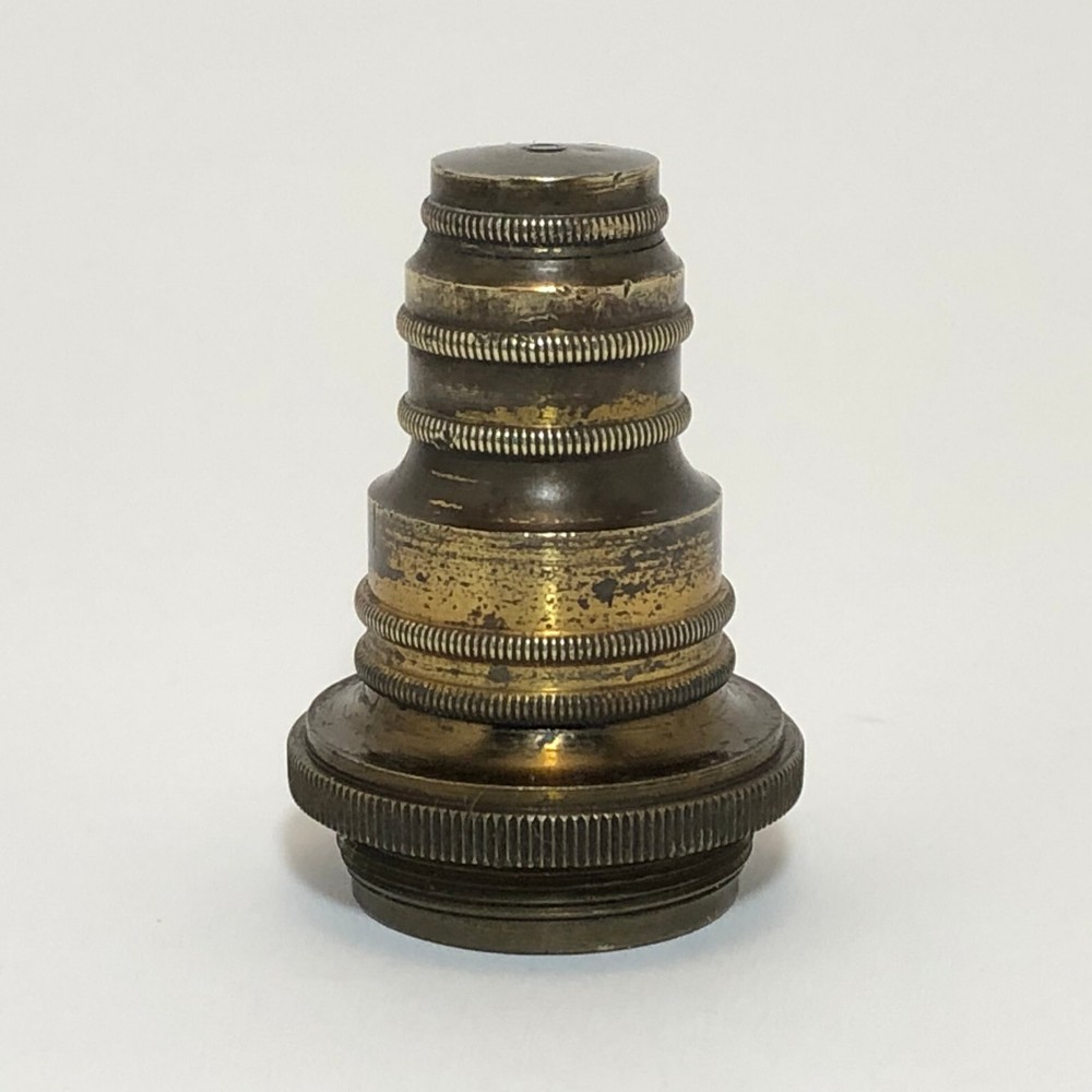 ANTIQUE #10 MARKED BRASS OBJECTIVE LENS MICROSCOPE