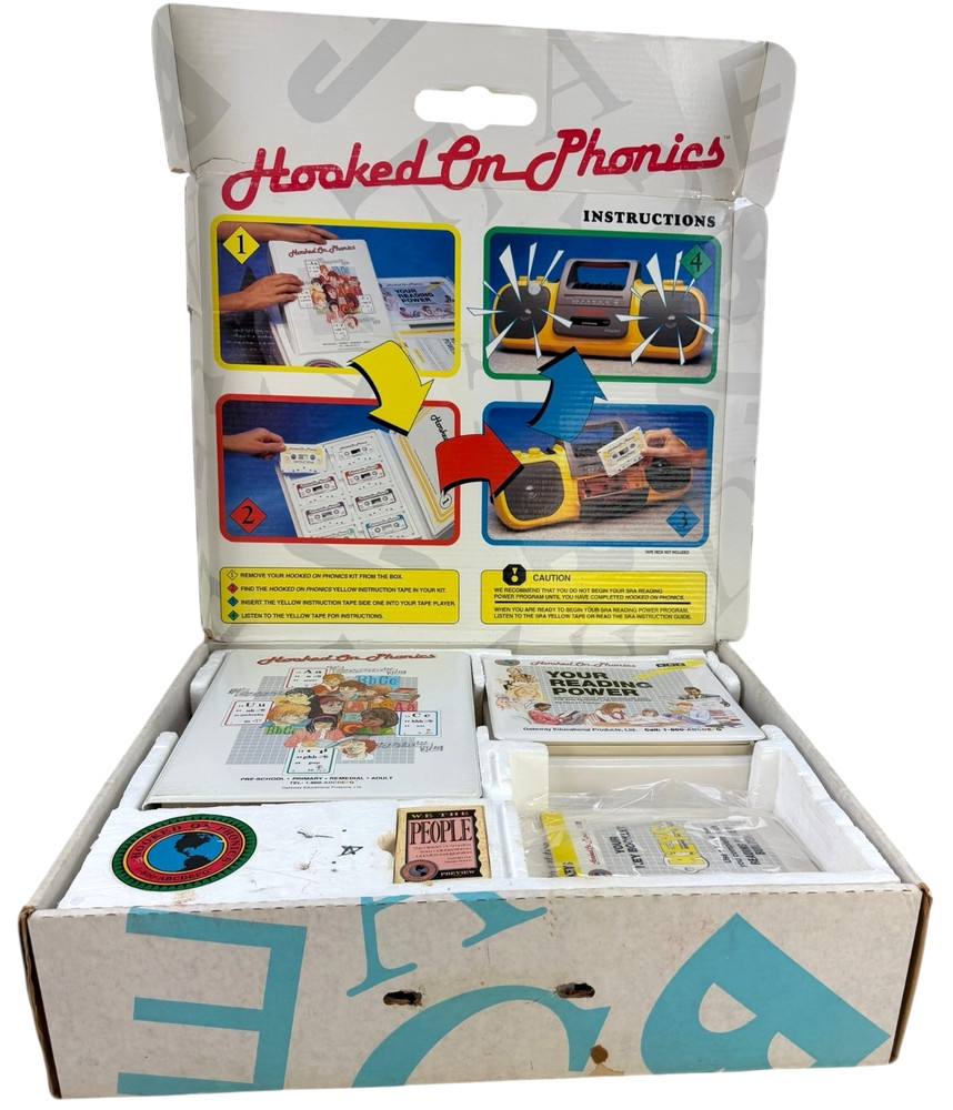 Vintage Hooked On Phonics AND Hooked On Math Complete W/Reading Power Box & SRA