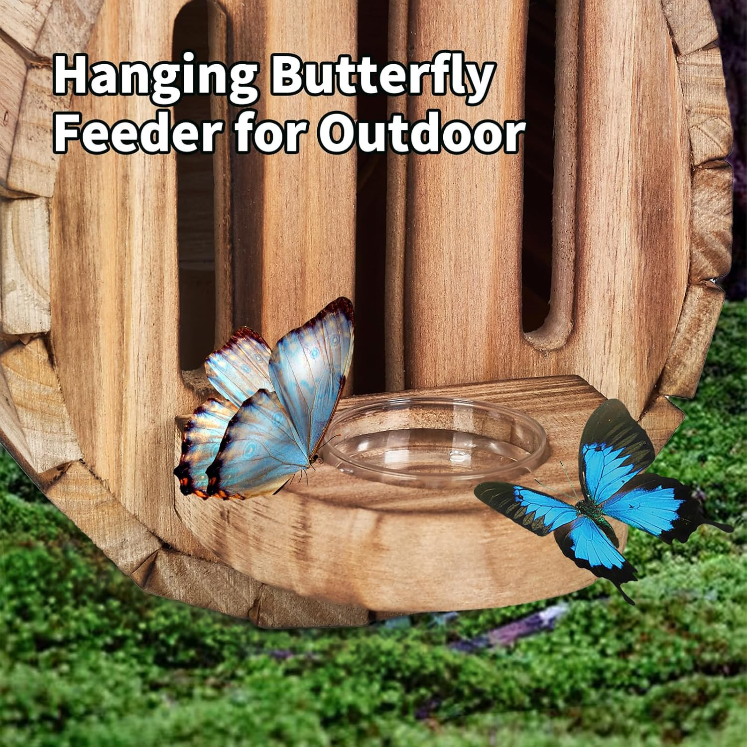 Butterfly House Feeder Wooden Butterfly Habitat Garden Pollinator Shelter