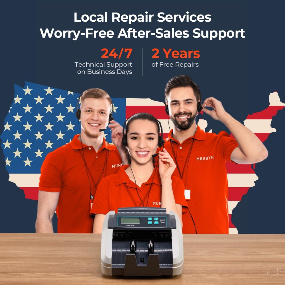 MUNBYN IMC51 Money Counter Machine Count Value, Add+Batch/Add+ Value Mode Bil...