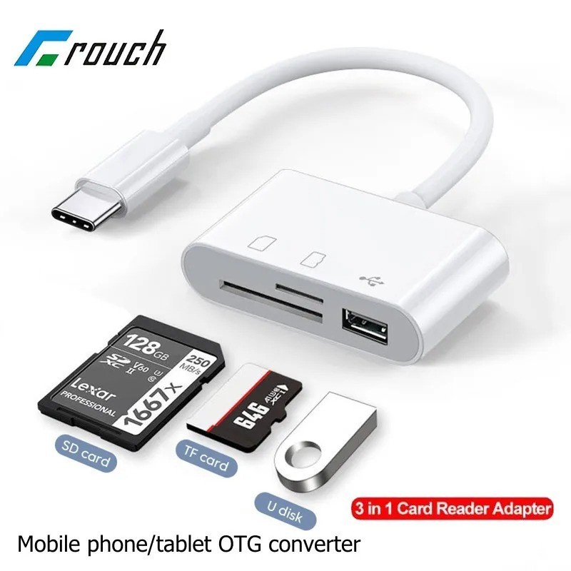 3-in-1 Card Reader Adapter Type C To SD TF Memory Card Reader USB Type C OTG