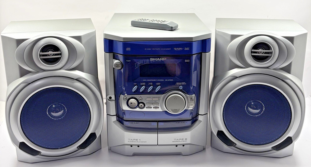 Sharp CD-XP300 Mini Component Stereo System w/ Speakers and Remote – For Parts