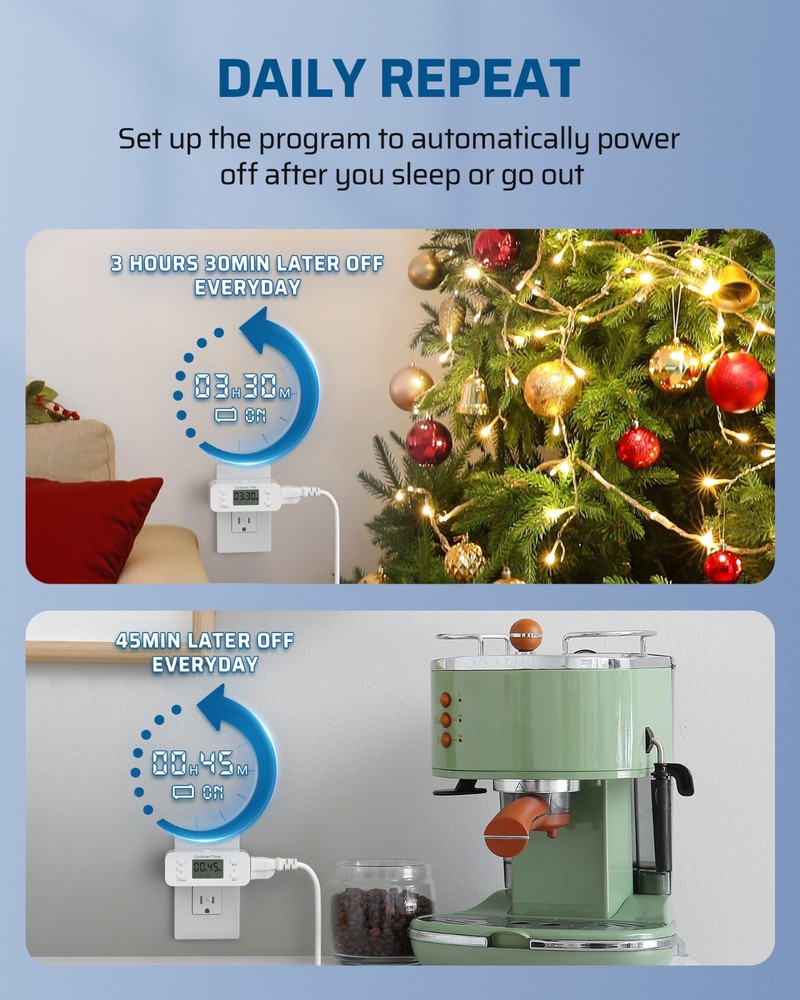 DEWENWILS Electrical Timer, Countdown & Repeat Modes, for Grow Lights & Charger