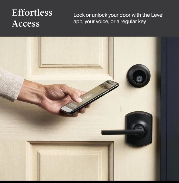 Level Lock Smart Keyless Entry Smartphone Access Bluetooth HomeKit - Matte Black