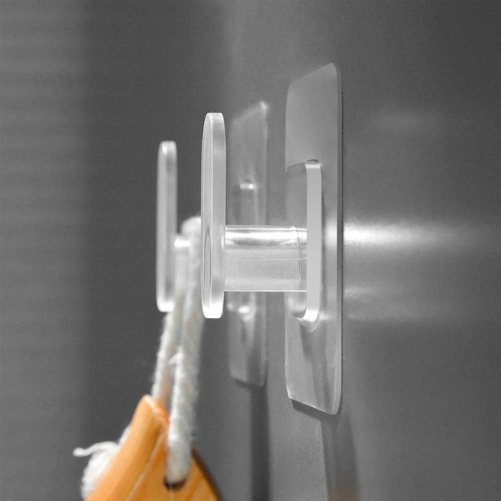 DELITON Clear Cute Storage Hooks, 10 Pack, Adhesion - Transparent Hanger Hook...