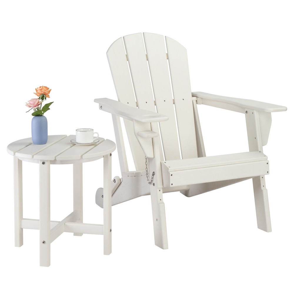 46cm Round White HDPE Side Table, Single Layer Modern Accent Table