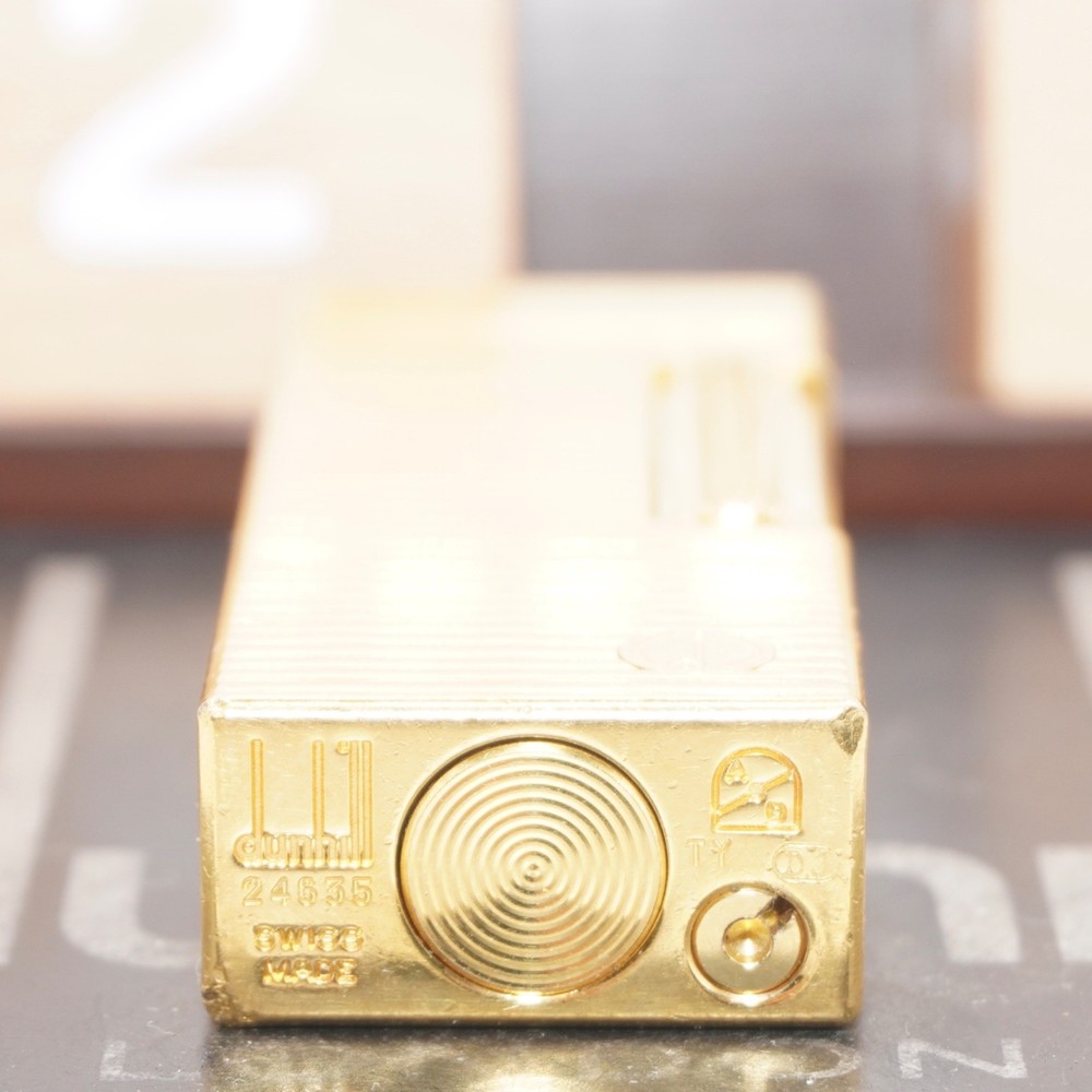 Dunhill Lighter Gold Horizontal stripe_Ultrasonically Cleaned_Working