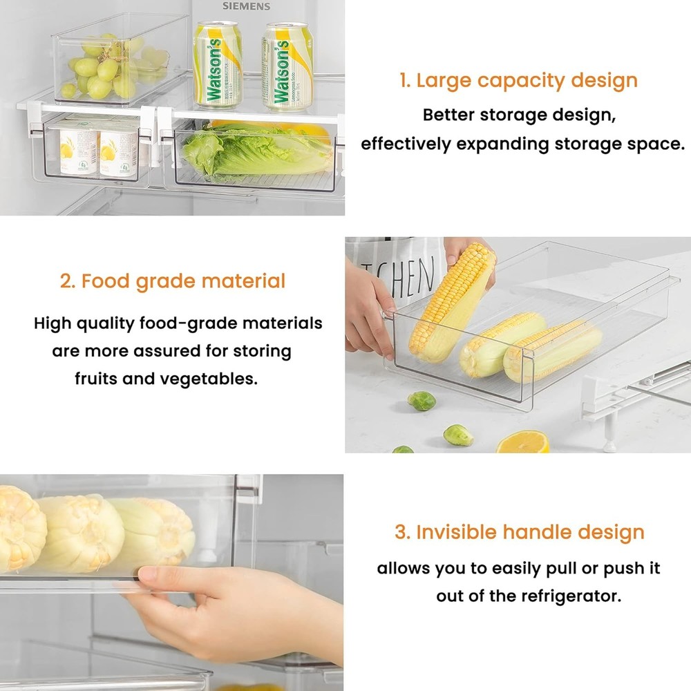 Refrigerator storage drawer, transparent plastic refrigerator storage container