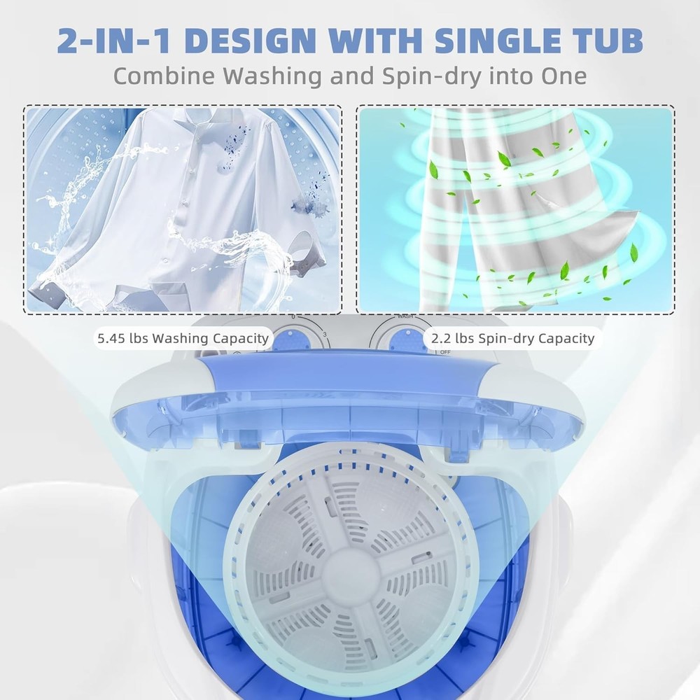 Mini Spin Dryer Portable Washing Machine, Compact Laundry for Home, Apartment...