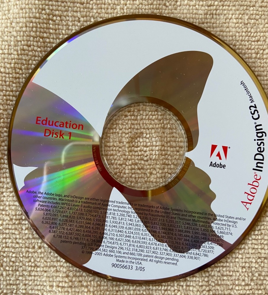 Adobe InDesign CS2 • Macintosh • Education Version w Serial # • 2005